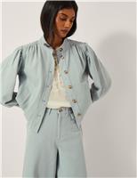 Monsoon Pure Cotton Denim Puff Sleeve Jacket Pale Blue