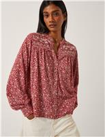 Cotton Rich Jersey Floral V-Neck Shirt