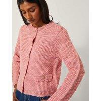 Textured Stitch Button Front Cardigan