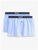 2 Pack Pure Cotton Plain Checked Boxers