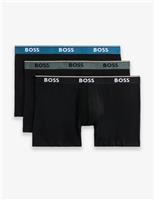 3 Pack Power Cotton Rich Logo Boxer Briefs