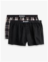 2pk Pure Cotton Checked Woven Boxers