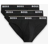 Boss 3 Pack Power Cotton Rich Logo Waistband Briefs Black
