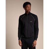 Boss Cotton Rich Zip Up Jacket Black