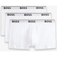 Boss 3 Pack Power Cotton Rich Logo Waistband Trunks White