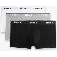 Boss 3 Pack Power Cotton Rich Logo Waistband Trunks White/Black