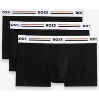Boss 3 Pack Logo Stripe Waistband Trunks Black