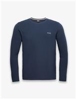 Boss Cotton Rich Crew Neck Logo T-Shirt Navy