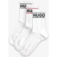 Hugo 3 Pack Cotton Rich Logo Ribbed Ankle Socks White