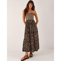 Monsoon Geometric Maxi Shirred Dress Black