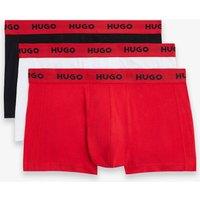 Hugo 3 Pack Cotton Rich Logo Waistband Trunks Red Mix