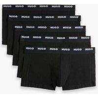 Hugo 5 Pack Cotton Rich Logo Waistband Trunks Black