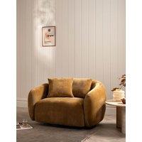 BARKER AND STONEHOUSE Cocoon Chenille Swivel Snuggle Chair Yellow