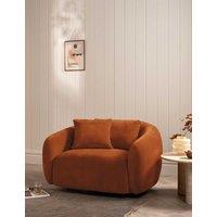 BARKER AND STONEHOUSE Cocoon Chenille Swivel Snuggle Chair Orange