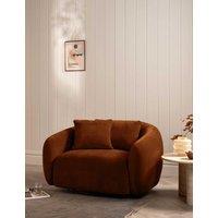 BARKER AND STONEHOUSE Cocoon Chenille Swivel Snuggle Chair Brown