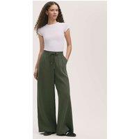 Finery London Drawstring Wide Leg Trousers Khaki