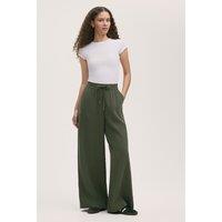 Finery London Drawstring Wide Leg Trousers Khaki
