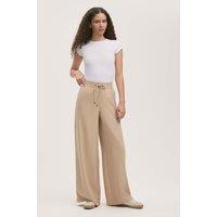 Finery London Drawstring Wide Leg Trousers Natural