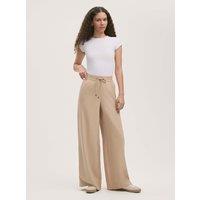 Finery London Drawstring Wide Leg Trousers Natural