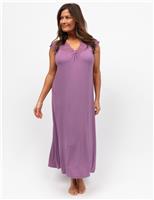 Jersey Lace Detail Long Nightdress