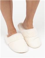 Faux Fur Lined Round Toe Mule Slippers