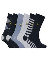 6 Pack Patterned Cotton Rich Socks Gift Box