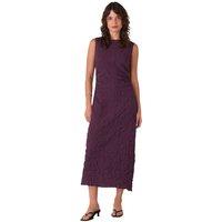 Whistles Cotton Rich Textured Midi Column Dress Plum