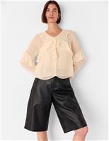 Whistles Ruffle Frill Detail Blouse Ivory