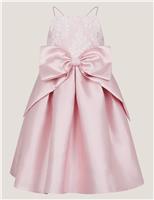 Satin Halter Neck Lace Detail Dress