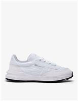 Faux Leather Lace Up Trainers