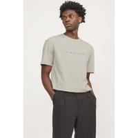 JACK & JONES Relaxed Fit Pure Cotton Logo Print T-Shirt Stone