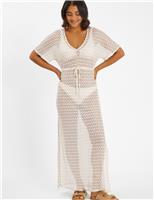 Metallic Knitted V-Neck Maxi Kaftan