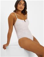 Textured Sparkle Notch Neck Swimsuit