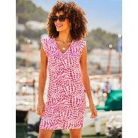 SOSANDAR Geometric V-Neck Knee Length Shift Dress Pink