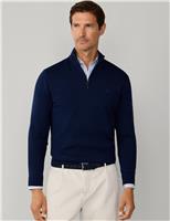 Hackett Pure Cotton Half Zip Jumper Navy
