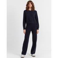 Chinti & Parker Wool Rich Crew Neck Cardigan with Cashmere Navy