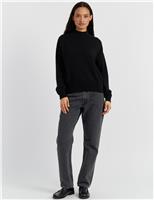 Chinti & Parker Wool Rich Funnel Neck Jumper with Cashmere Cherry Red