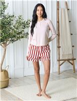 Pointelle Top Striped Shortie Set