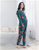 Maternity Tiger Print Crew Neck Pyjama Set