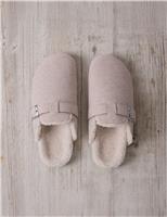 Felt Mule Slippers with Shearling Lining