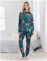 Tiger Print Crew Neck Pyjama Set