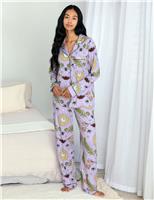 Jersey Forest Print Revere Pyjama Set