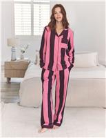 Cotton Rich Striped Button Up Pyjamas