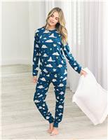 Bunny Print Crew Neck Cuffed Leg Pyjama Set