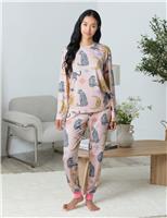 Celestial Leopard Print Crew Neck Pyjama Set