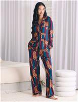 Striped Tiger Print Button Up Pyjama Set