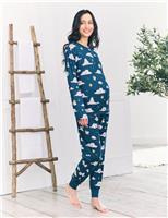 Maternity Bunny Print Crew Neck Pyjama Set
