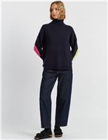 Wool Rich Roll Neck Patch Jumper with Cashmere