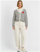 Wool Rich V-Neck Heart Cardigan with Cashmere