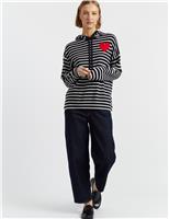 Wool-Rich Striped Heart Hoodie with Cashmere